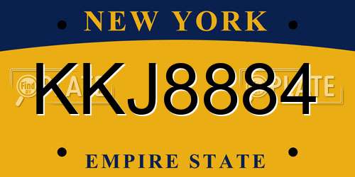KKJ8884 New York License Plate