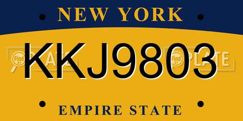 KKJ9803 New York License Plate
