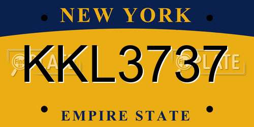KKL3737 New York License Plate