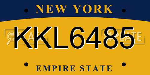 KKL6485 New York License Plate