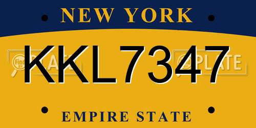 KKL7347 New York License Plate