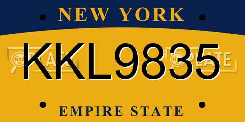 KKL9835 New York License Plate