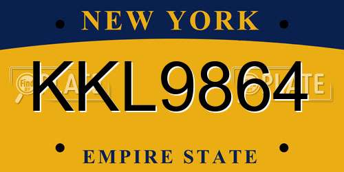 KKL9864 New York License Plate