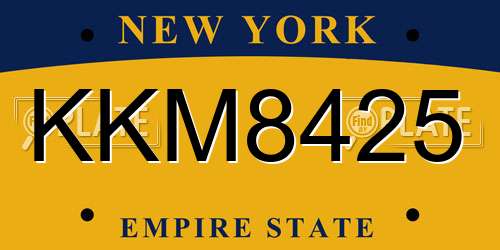 KKM8425 New York License Plate