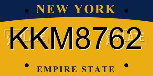 KKM8762 New York License Plate