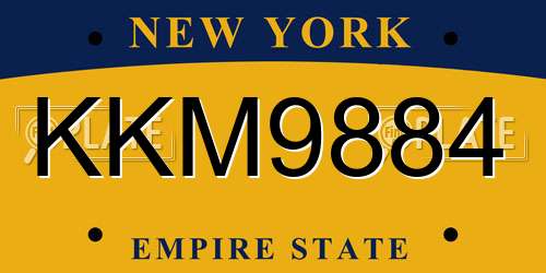 KKM9884 New York License Plate