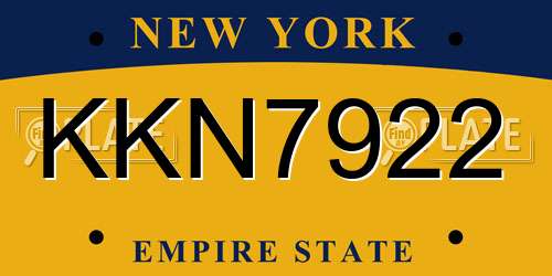 KKN7922 New York License Plate