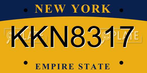KKN8317 New York License Plate