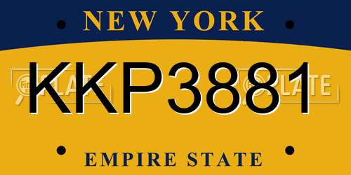 KKP3881 New York License Plate