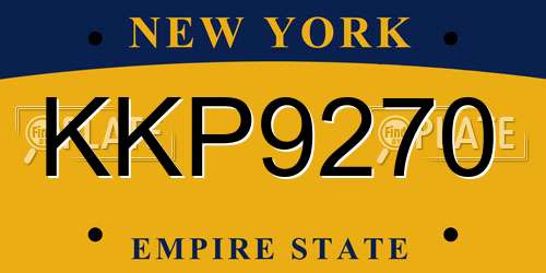 KKP9270 New York License Plate