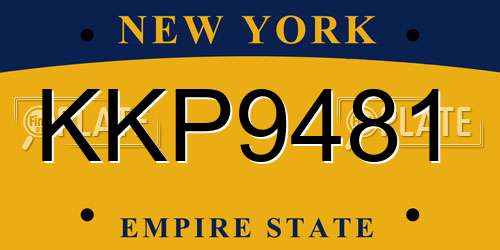 KKP9481 New York License Plate