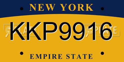 KKP9916 New York License Plate