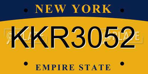 KKR3052 New York License Plate
