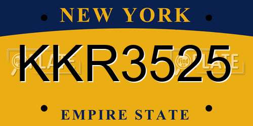 KKR3525 New York License Plate