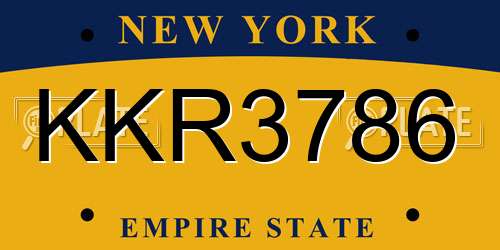 KKR3786 New York License Plate