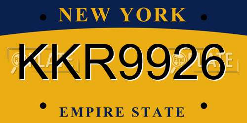 KKR9926 New York License Plate
