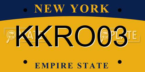 KKRO03 New York License Plate