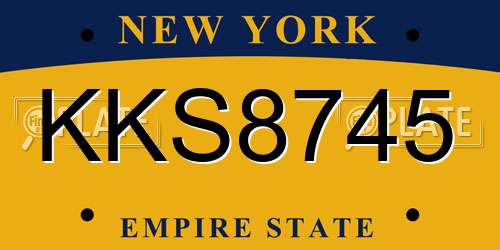 KKS8745 New York License Plate