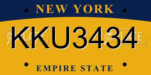 KKU3434 New York License Plate