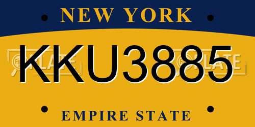 KKU3885 New York License Plate