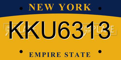 KKU6313 New York License Plate