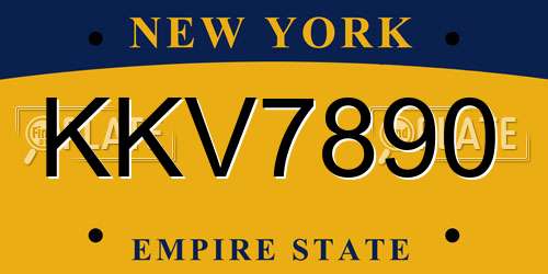 KKV7890 New York License Plate