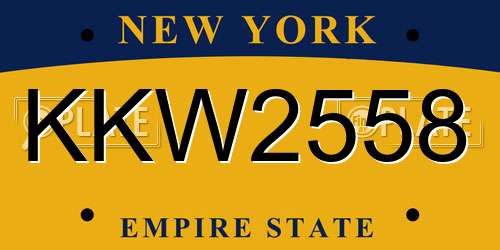 KKW2558 New York License Plate