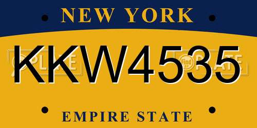 KKW4535 New York License Plate