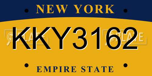 KKY3162 New York License Plate
