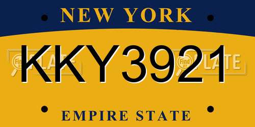KKY3921 New York License Plate