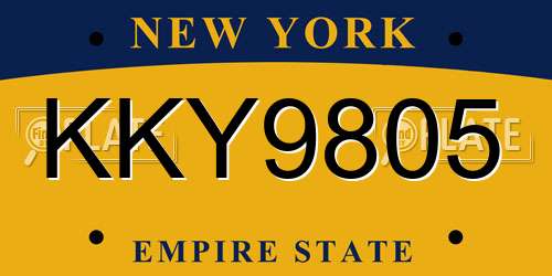 KKY9805 New York License Plate