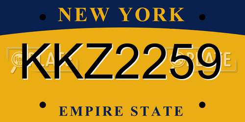 KKZ2259 New York License Plate