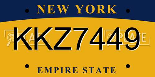 KKZ7449 New York License Plate