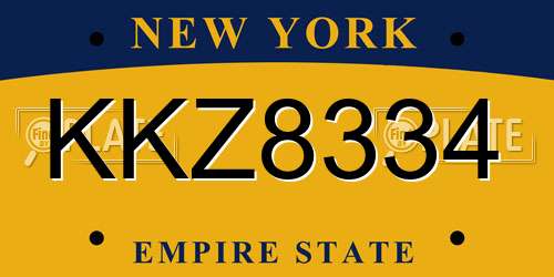 KKZ8334 New York License Plate