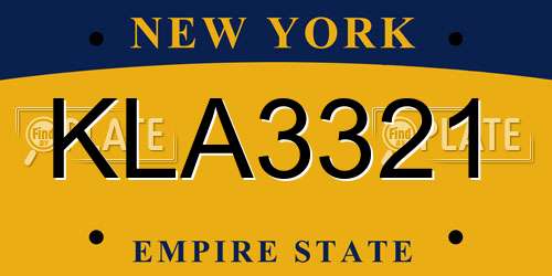 KLA3321 New York License Plate