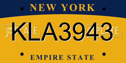 KLA3943 New York License Plate