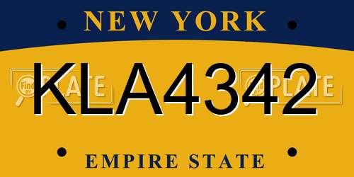 KLA4342 New York License Plate