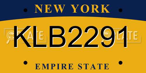 KLB2291 New York License Plate