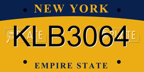 KLB3064 New York License Plate
