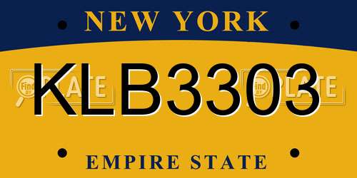 KLB3303 New York License Plate