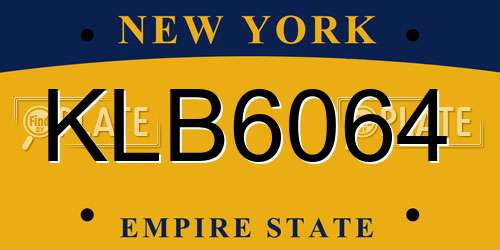 KLB6064 New York License Plate