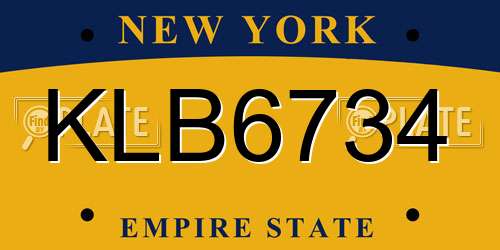 KLB6734 New York License Plate