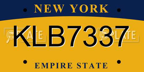 KLB7337 New York License Plate