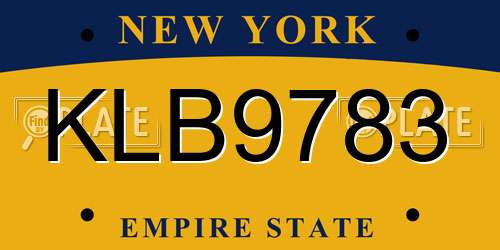 KLB9783 New York License Plate