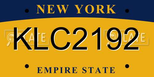 KLC2192 New York License Plate