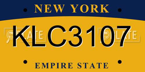 KLC3107 New York License Plate
