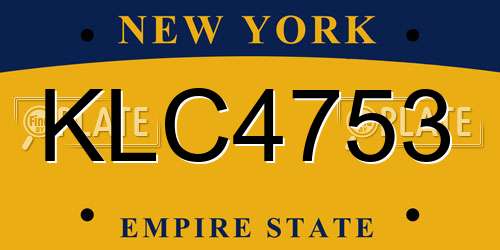 KLC4753 New York License Plate