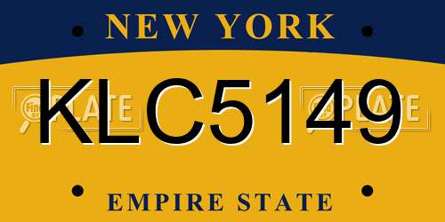 KLC5149 New York License Plate