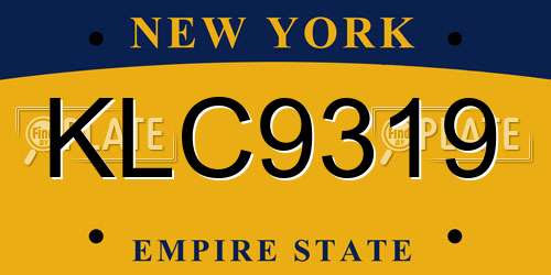 KLC9319 New York License Plate
