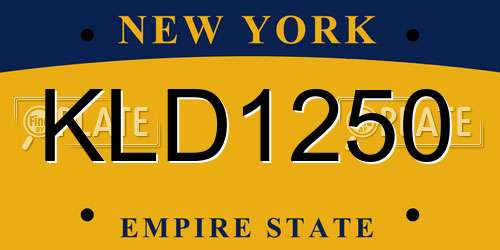 KLD1250 New York License Plate